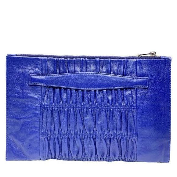 Prada Navy Clutch Leather - Picture 1 of 9